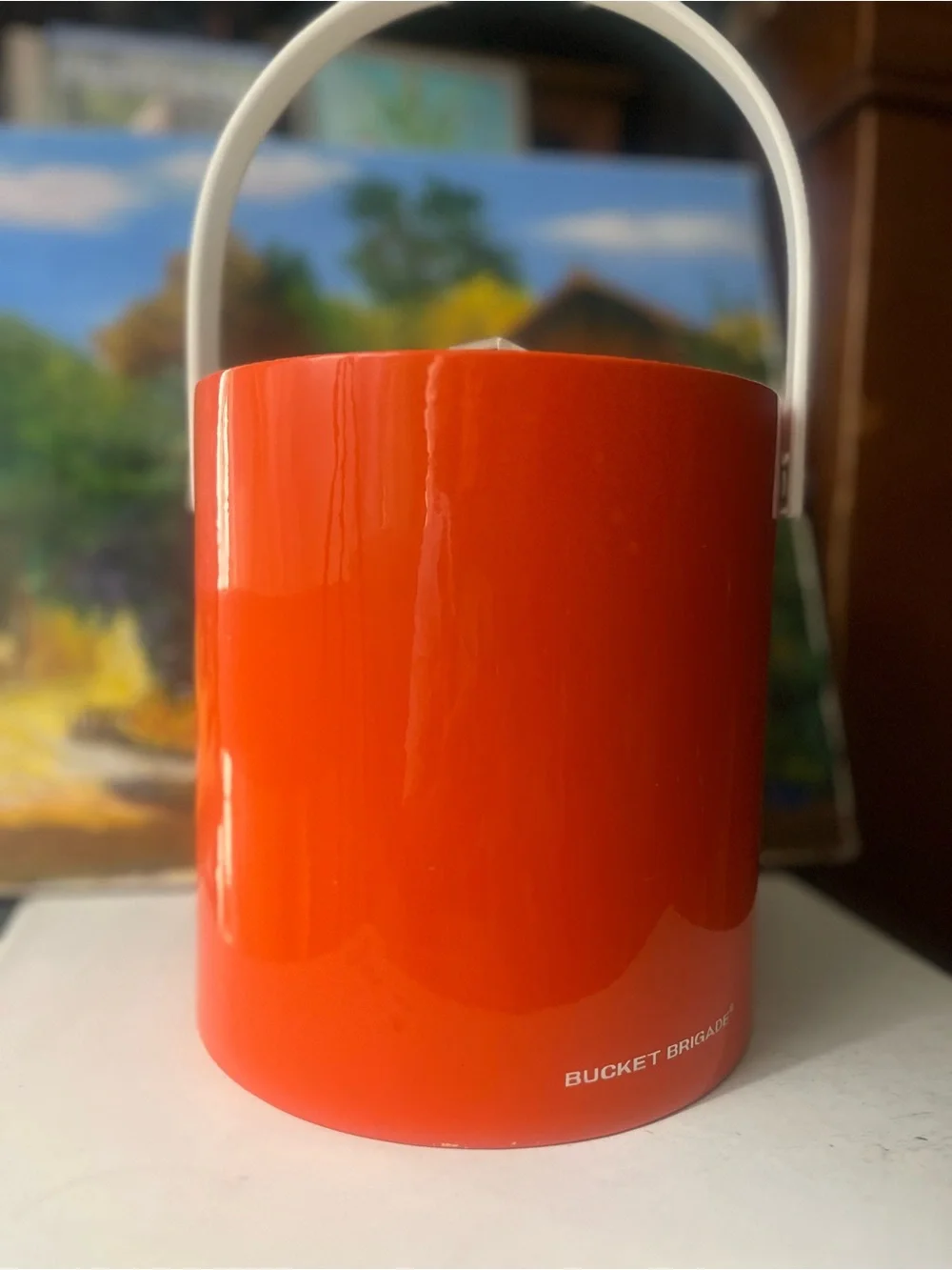 Vintage Orange Ice Bucket by bucket brigade